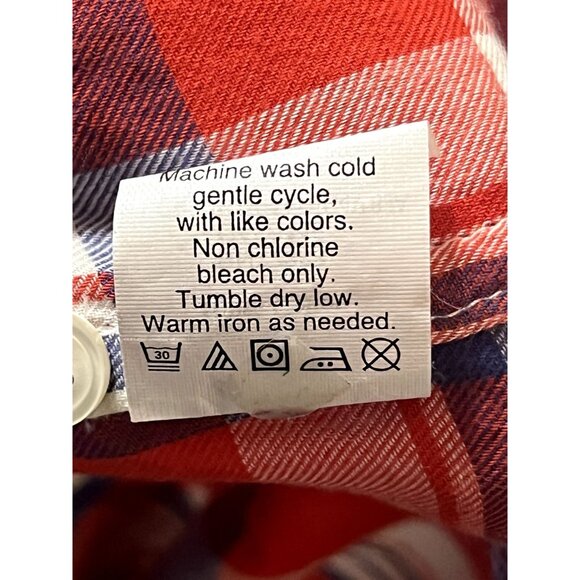 J. Crew 100% Cotton Plaid Shirt Women's Size Extra Small Red Blue Medium weight - Picture 6 of 8